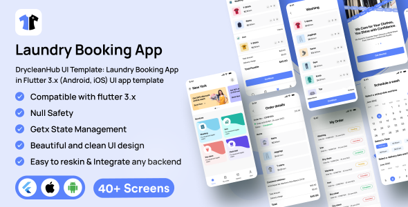 DrycleanHub UI Template: Laundry Booking App in Flutter 3.x (Android, iOS) UI app template icon