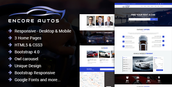 Encore Autos - One Page Car Rental HTML Template icon
