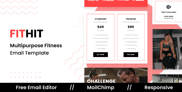 FITHIT - Responsive Email Template For Gym and Yoga With Free Email Editor icon