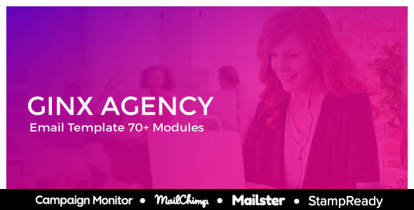 Ginx - Responsive Email for Agency 50+ Modules - StampReady Builder + Mailster & Mailchimp Editor icon