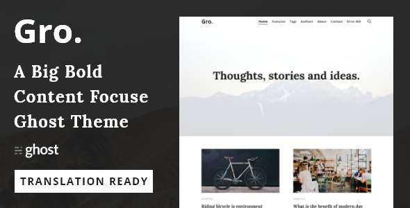 Gro - Big Bold Content focus Ghost Blog and Magazine theme icon