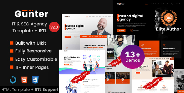 Gunter - Technology & SEO Marketing Services HTML Template