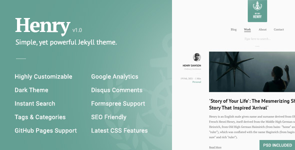 Henry - Simple, yet powerful Jekyll theme icon