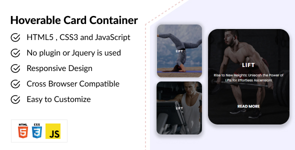 Hoverable Card Container - HTML CSS JAVASCRIPT icon