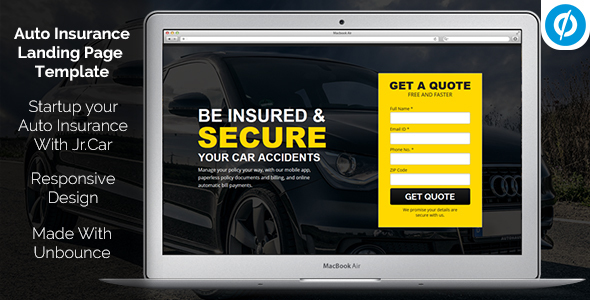 Jr. Auto Insurance Landing Page - Responsive Unbounce Template icon