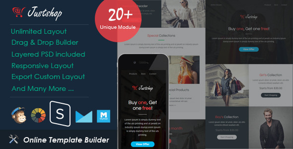 JustShop - Ecommerce Email + Drag & Drop Builder icon