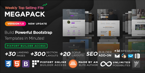 MEGAPACK – Marketing HTML Landing Pages Pack + PixFort Page Builder Access icon