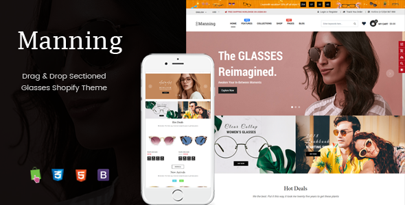 Manning - Multipurpose Sections Glasses Shopify Theme icon