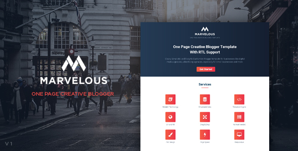 Marvelous - One Page Creative Blogger Template With RTL Support icon