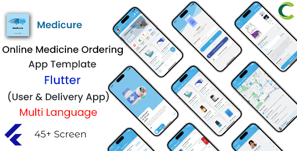 Online Medicine Ordering App Template in Flutter | 2 Apps | User App + Delivery App | Medicure icon