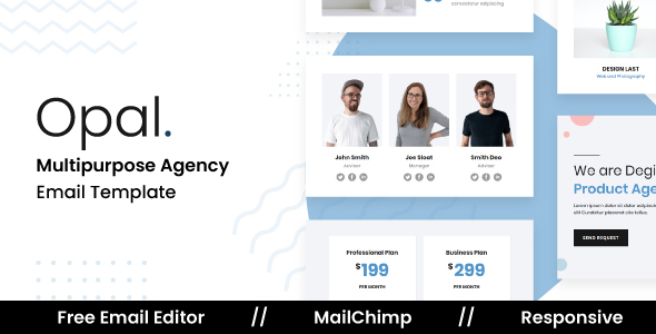 Opal - Responsive Email Template For Agency With Free Email Editor icon