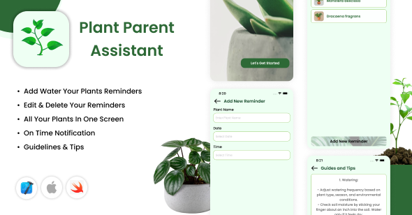 Plant Parent Assistant - iOS App - Water Reminder For Plants - Plants Care Guidance - Tips icon