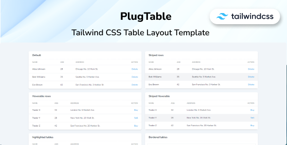 PlugTable - Tailwind CSS 3 Table Layout icon