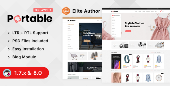 Portable - MegaStore Prestashop 1.7 & 8.x Responsive Theme