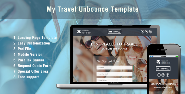 Unbounce Landing Page Template for Travel icon