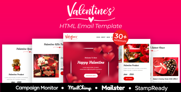 Valentine - Responsive Email Template 30+ Modules - StampReady + Mailster & Mailchimp icon