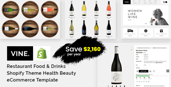 Vine - Restaurant Food & Drinks Shopify Theme Health Beauty eCommerce Template icon