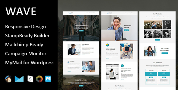 Wave - Multipurpose Responsive Email Template with Stampready Builder Access icon