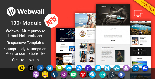 Webwall- 130+ Modules Newsletter Template + StampReady & CampaignMonitor compatible files icon