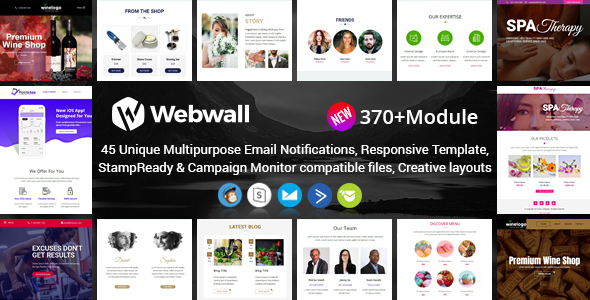 Webwall- 370+ Modules Newsletter Template + StampReady & CampaignMonitor compatible files icon