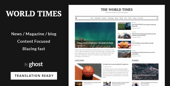 World Times - Newspaper & Magazine Style Ghost Blog Theme icon