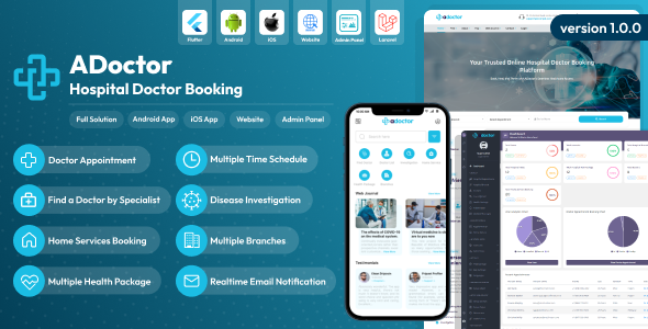 ADoctor - Hospital Doctor Booking Android and iOS App | Website | Admin Panel icon