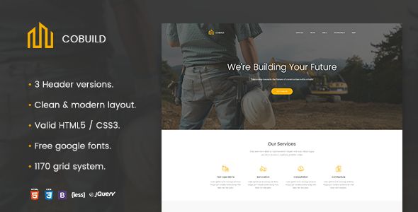 Cobuild - Construction Landing Page Html Template icon