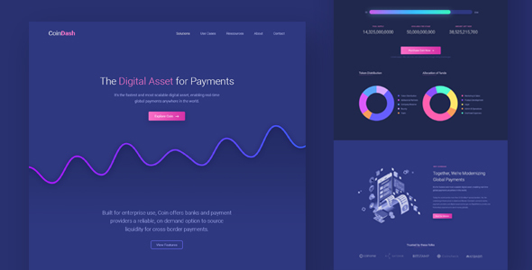 Cryptocurrency Saas Landing Page Template - Coindash icon