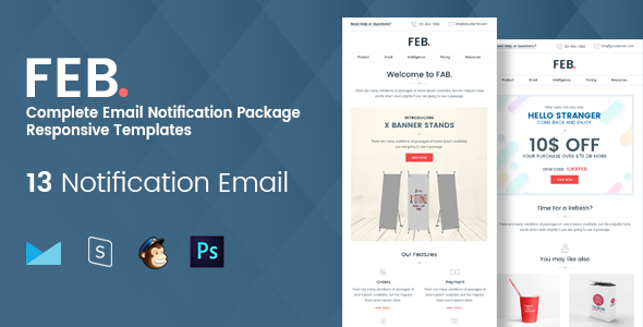 Feb - Complete Email Notification Responsive Templates icon