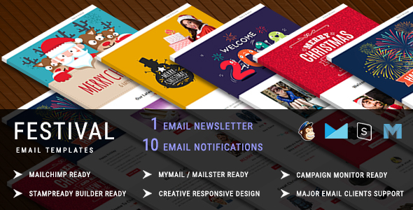 Festival - Christmas Responsive Email Template + 10 Notifications with Stampready Builder Access icon