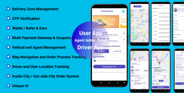 GoCourier - On Demand Delivery System Native App | User+ Backend + Driver | Courier App