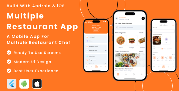 Multiple Restaurant Chef App - Flutter Mobile App Template icon