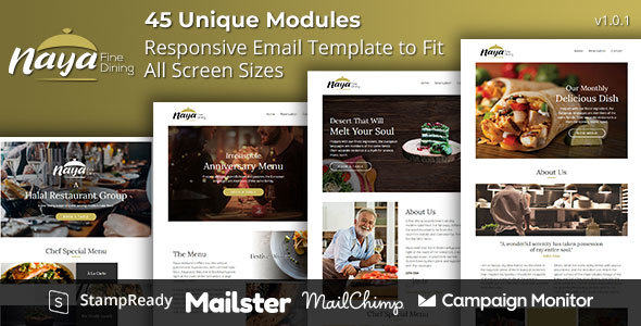 Naya - Fine Dining Responsive Email Template with Online Builder Stampready icon