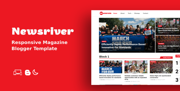 Newsriver - Responsive News & Magazine Blogger Template icon