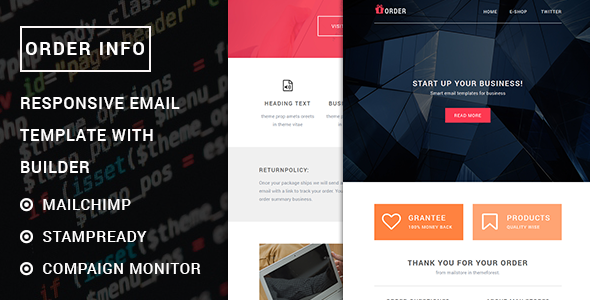 Order - Responsive Order info Email template with Stampready builder icon