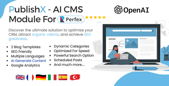 PublishX - AI Powered CMS For Perfex CRM icon