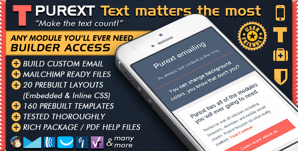 Pure Text Responsive Email Templates + Mailchimp Editor Ready icon