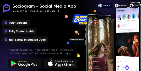 Sociogram - Social Media App | Instagram Reels | Threads | Clubhouse | Chat | Social Networking App icon