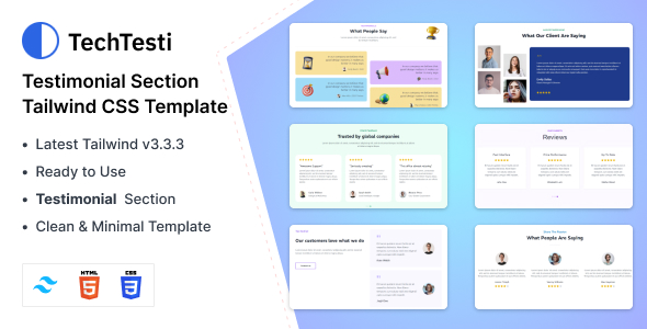 TechTesti - Testimonial Section Tailwind CSS 3 HTML Template icon