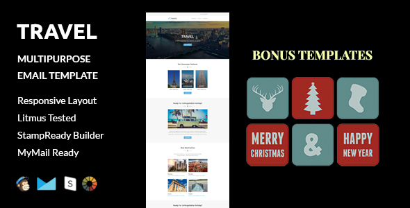 Travel + Christmas and New Year Bonus Templates with Stampready Builder access
