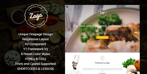 Zaga - Responsive Onepage Restaurant Template icon