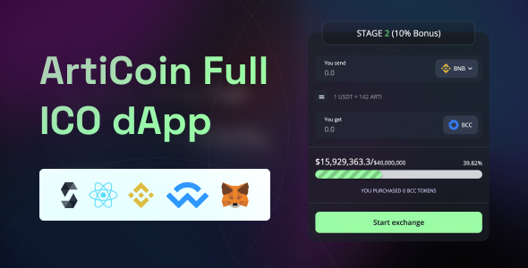 ArtiCoin | Full ICO (Presale) BSC Selling dApp With Smart Contracts icon