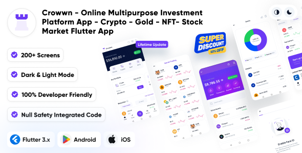 Crowwn - Online Multipurpose Investment Platform App - Crypto - Gold - NFT- Stock Market Flutter App icon