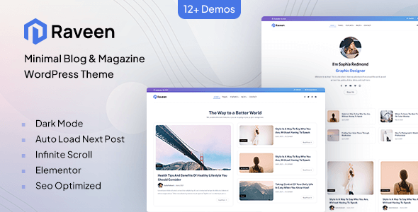 Raveen | Personal Blog & Magazine WordPress Theme icon