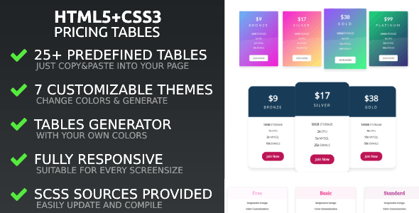 Responsive Pricing Tables - PHP to HTML5/CSS3 Generator. 25+ Predefined HTML5&CSS3 Pricing Tables icon