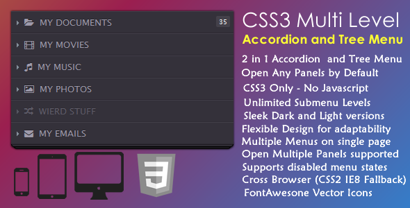 CSS3 Multi Level Accordion and Tree Menu icon