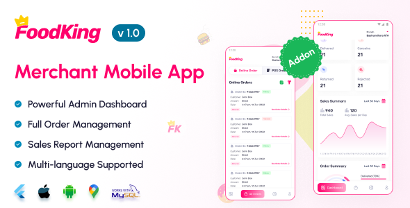 FoodKing - Restaurant Food Delivery System Merchant Flutter Mobile App icon