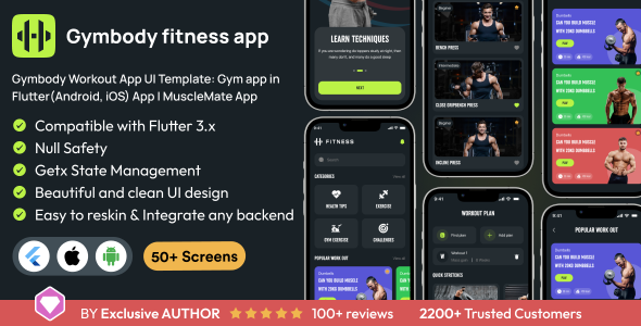 Gymbody Workout App UI Template: Gym app in Flutter(Android, iOS) App | MuscleMate App