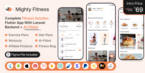MightyFitness: Complete Fitness Solution Flutter App With Laravel Backend + ChatGPT(AIFitbot) icon