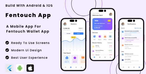 FenTouch App - Wallet Finance | Online Banking Flutter App | Android | iOS Mobile App Template icon